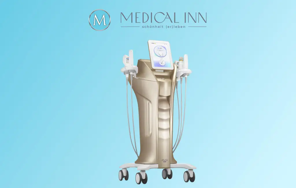 Doublo HIFU-Behandlungsgerät mit Touchscreen und Handstücken, mit MEDICAL INN Logo